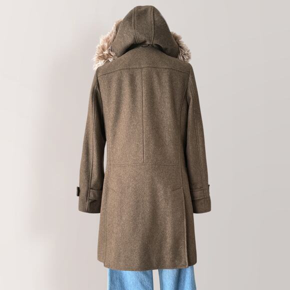 J Crew Wool Duffle Toggle Coat Parka S Shearling Fur Insulated Heritage Green - Picture 7 of 12